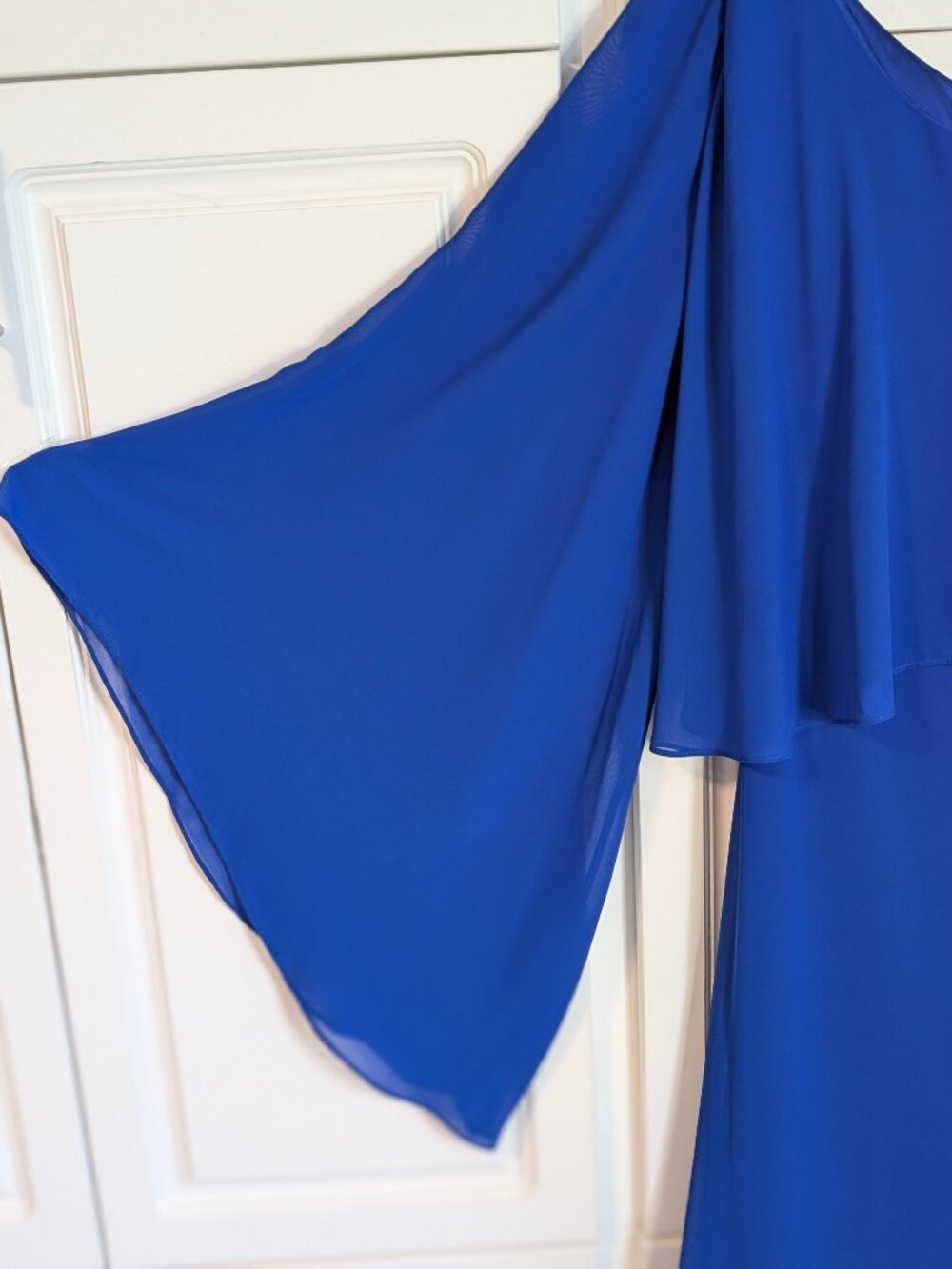 Laundry One Shoulder Cape Gown Royal Blue Chiffon Formal Dress 4 Gala NWOT - Picture 5 of 15